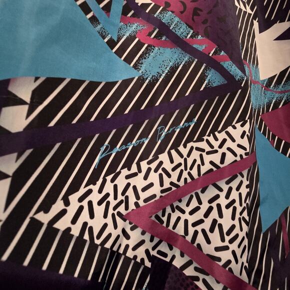 Reason Brand 80s 90s Retro Pullover Windbreaker XL Zip AOP Abstract Geometric - Picture 13 of 13